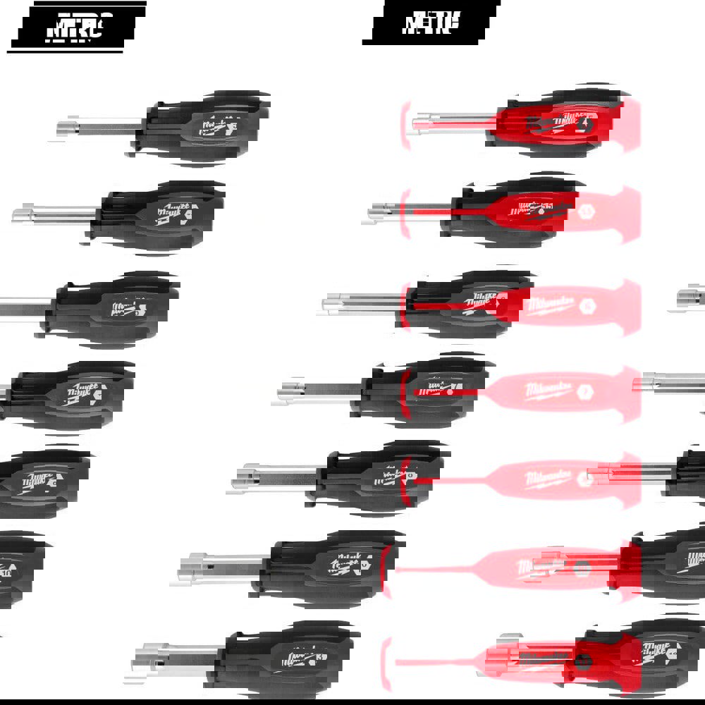 Nutdriver Sets; Drive Size: 5 mm; 5.5 mm; 8 mm; 10 mm; 13 mm ; Handle Type: Tri-Lobe ; Shaft Type: Hollow ; Container Type: None ; Shaft Length (Inch): 4 ; Overall Length (Decimal Inch): 10.4300